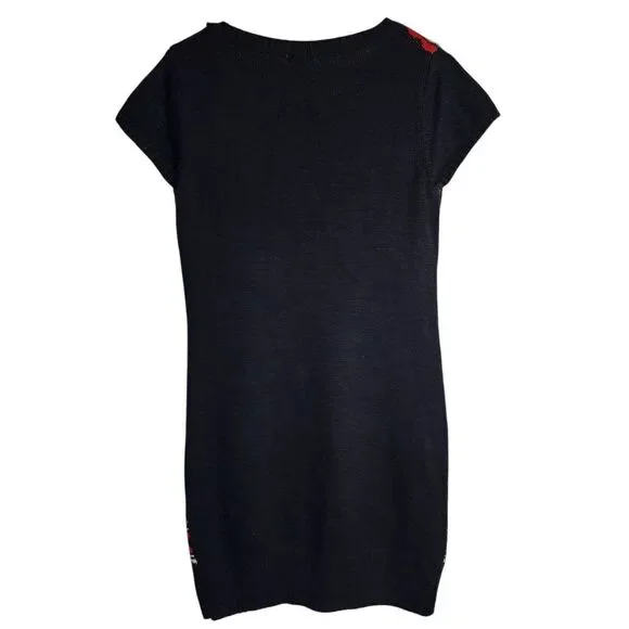 Xhilaration Christmas Sweater Dress Wen's Medium Knit Short Sleeve Santa‎ - Picture 2 of 5